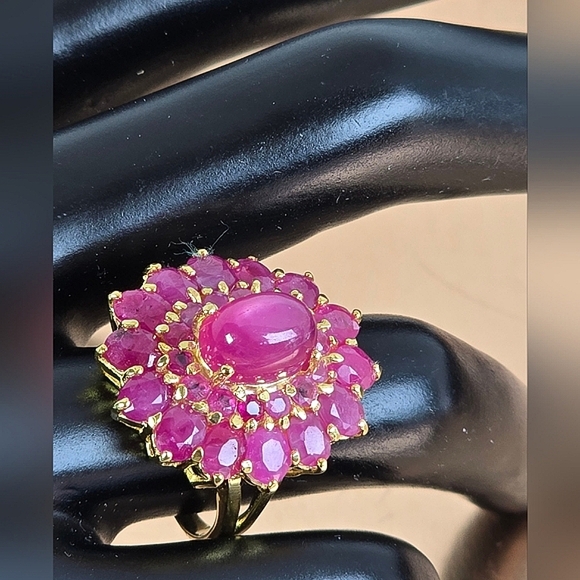 925 Sterling Silver Ring Sz 7 with Natural Ruby Gemstones - Picture 10 of 13